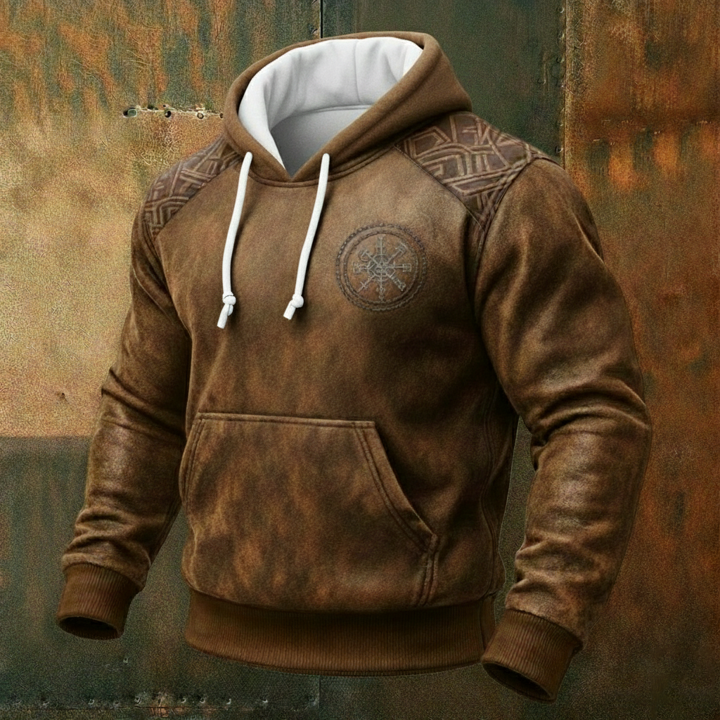 Men's Celtic Viking Vegvisir Inspired Art Warm Hoodie elevenforest