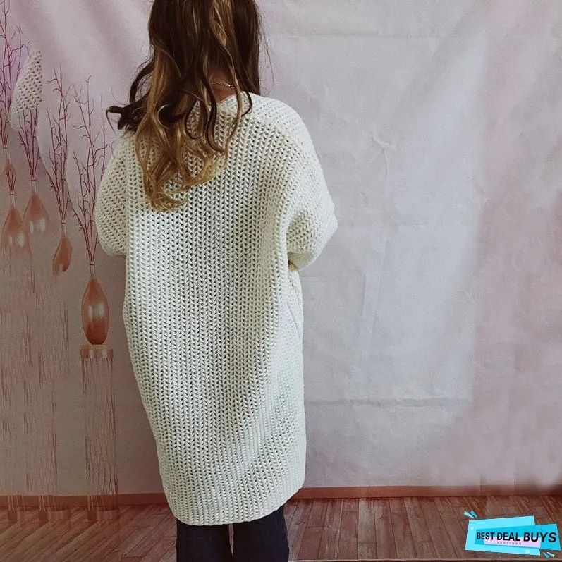 Casual Solid Colour Knitted Cardigan