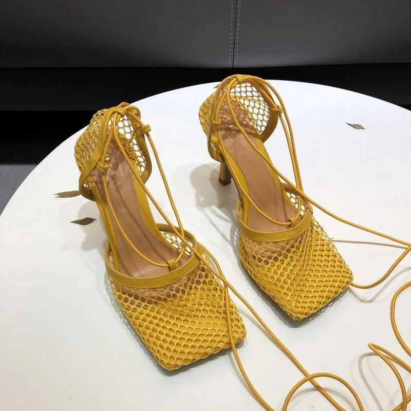 Star style Women Pumps Sexy Ankle strap Thin High heels Gladiator Pumps Sandals Fashion Square toe Spring Summer Ladies Shoes