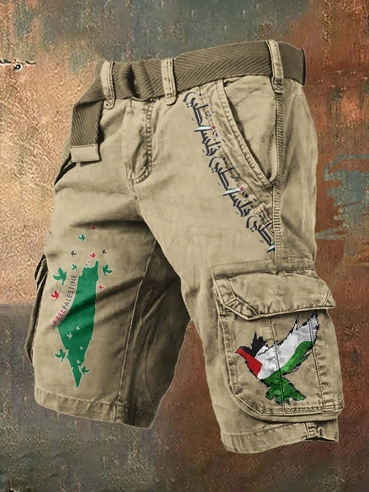 Men's Hope Peace Forever And Be Freedom Cargo Shorts (Belt Not Included)