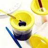 Spill Proof Paint Cups with Colored Lids Paint Brush Cleaner Cup Reusable for Artist Watercolor Painting Art Crafts Supplies (1Pcs Yellow)