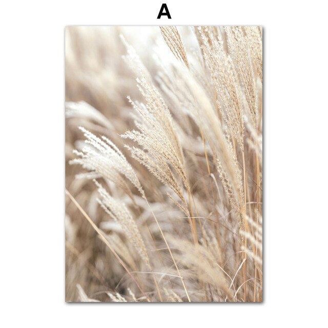 Lake Beach Landscape Picture Canvas Painting Wall Art Bohemia Beige Grass Flower Reed Poster and Print Home Living Room Decor