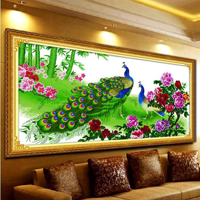 

Fantasy Peafowl - 11CT Stamped Cross Stitch - 128*68CM, 501 Original