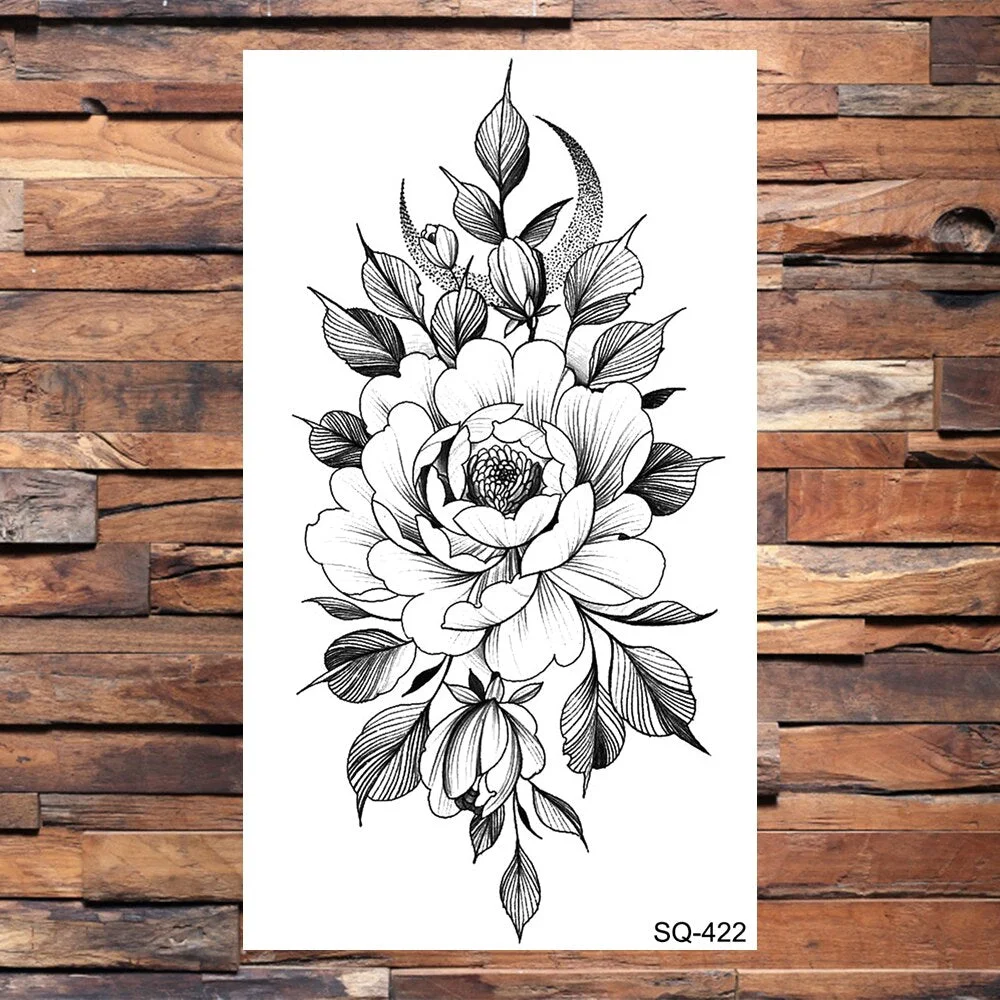 Small Forest Pine Tree Temporary Tattoos For Women Men Realistic Whale Mountain Sea Wave Fake Tattoo Sticker Arm Body Tatoos