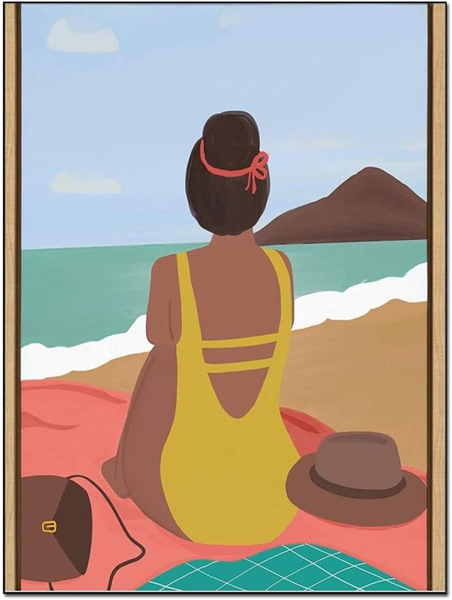 Boho Wall Art Feminine Beach Wall Decor for Your Living Room, Bedroom Or Bathroom Canvas Painting Posters and Prints Wall Art Pictures for Living Room Bedroom Decor 24x32inch(60x80cm) Unframe-Style 24x32inch(60x80cm)