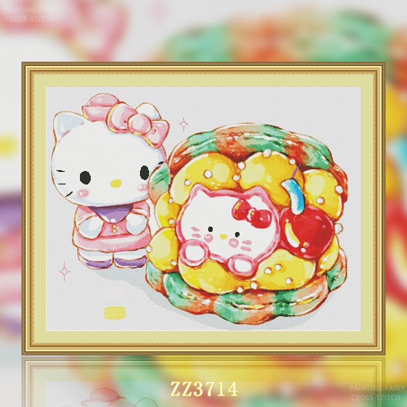 [ZZ3714-kitty Macaron]  Painting Fairy Cross Stitch