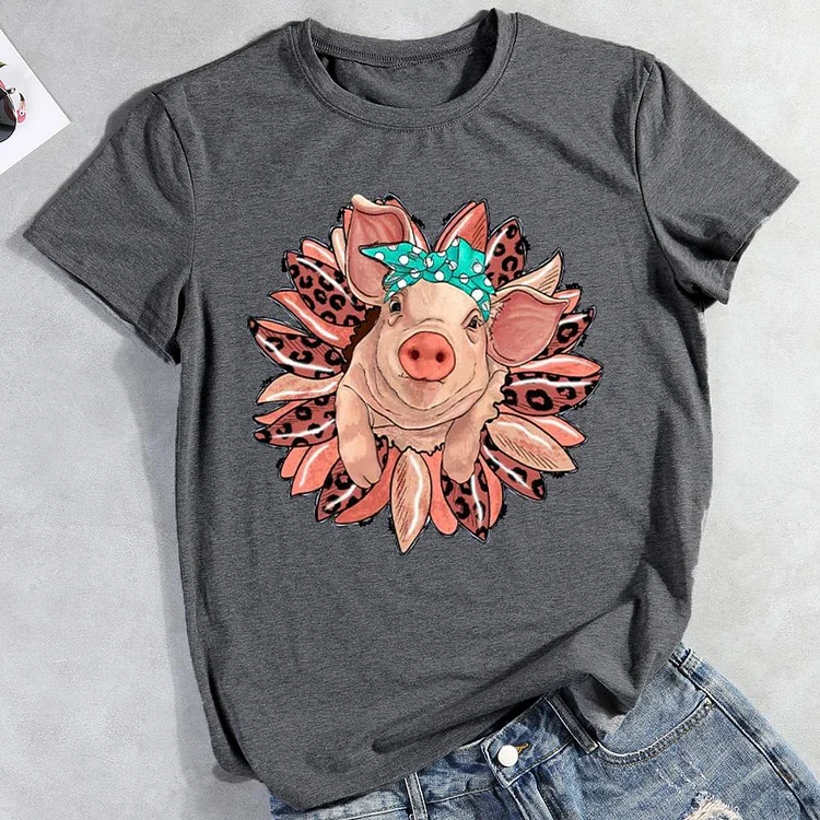 ANB -  Pig Sunflower T-Shirt Tee -012331