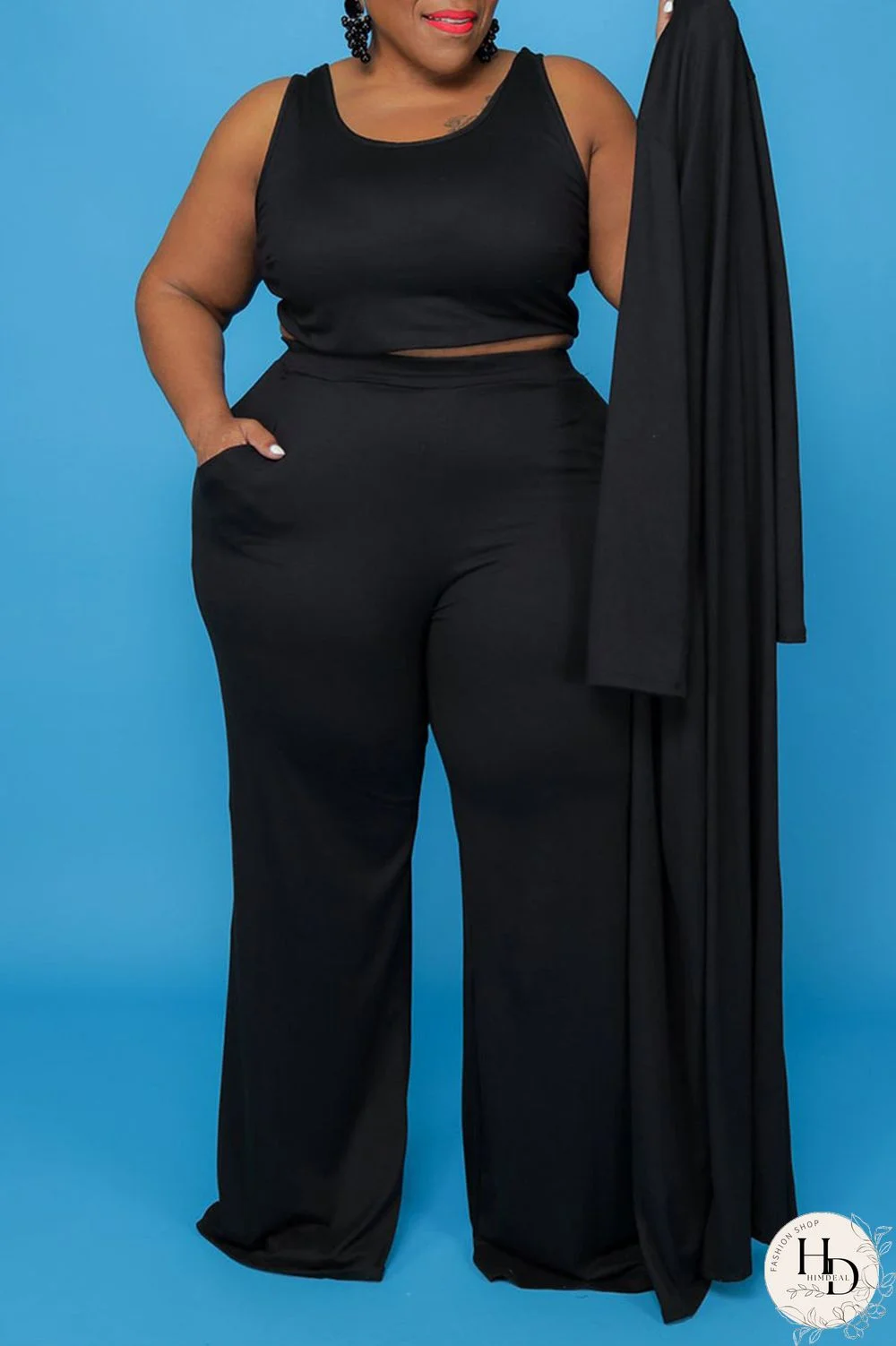 Yellow Casual Solid Patchwork U Neck Plus Size Two Pieces