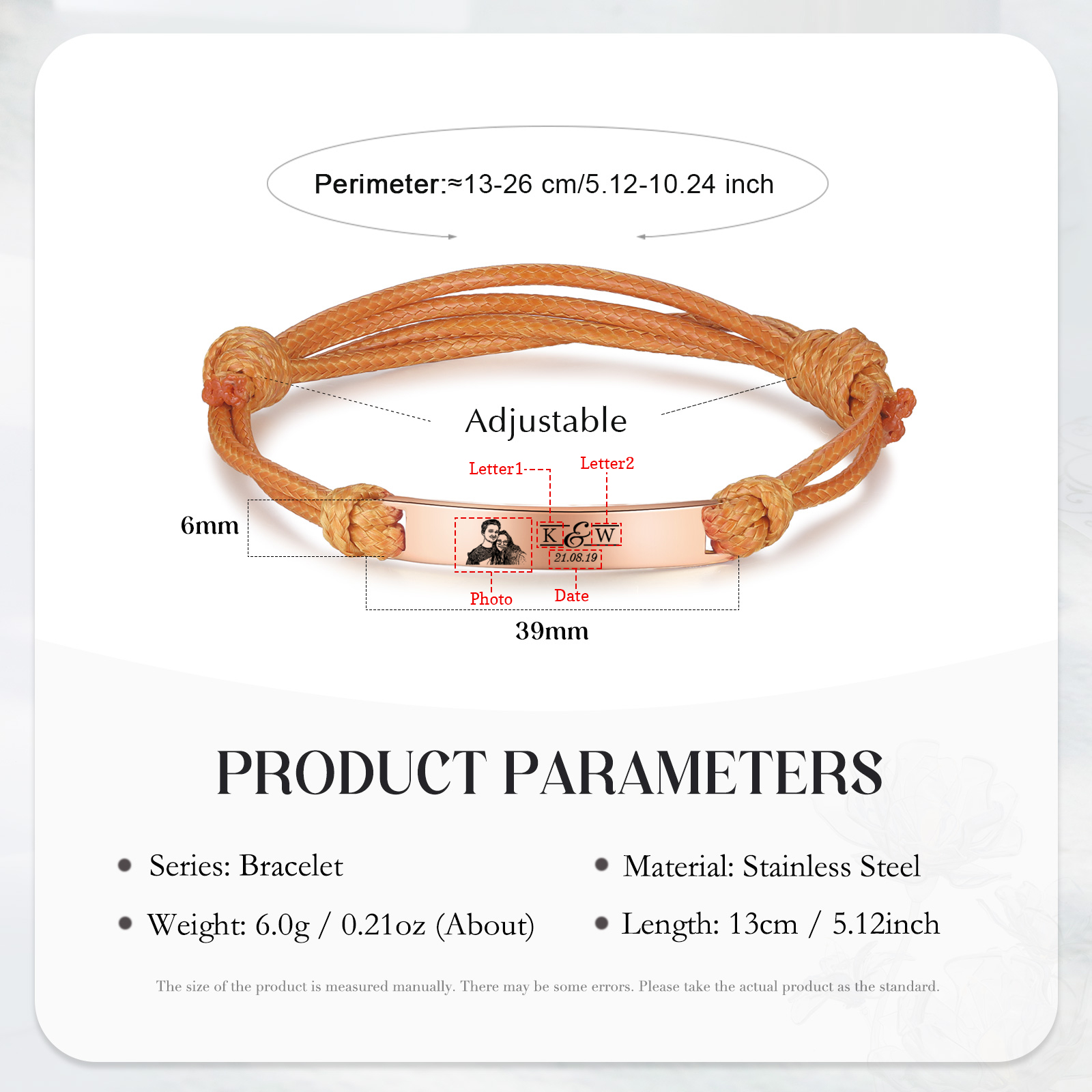 Braccialetti acciaio inox 1 nome 2 lettere e 1 foto personalizzabili per coppia multicolori da scegliere