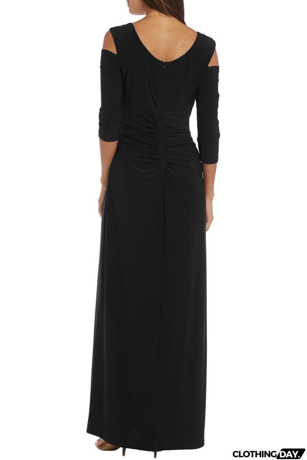 Cold Shoulder Rhinestone Gown