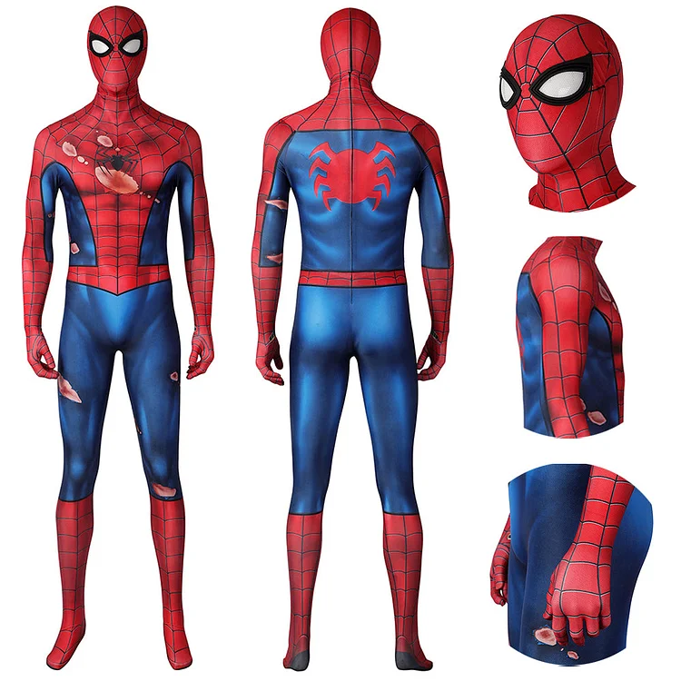Avenger Spiderman Cosplay Costumes Battle Damaged Edition PS5 Spandex Bodysuit