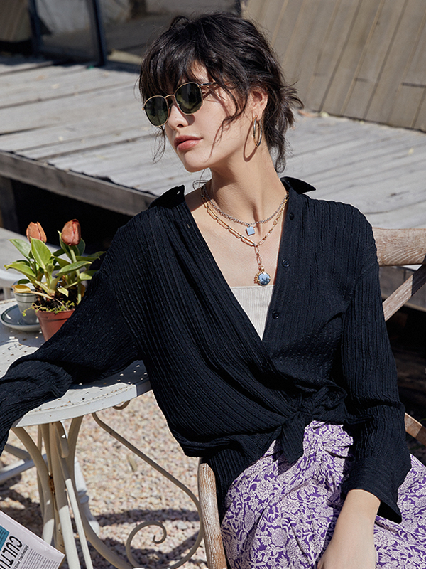 Silk Blouse Original Design Black Style