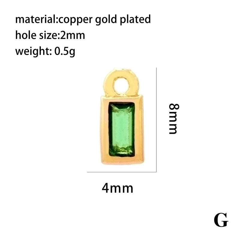 Casual Minimalist Round Rectangle Copper Plating Inlay Zircon 18k Gold Plated Charms