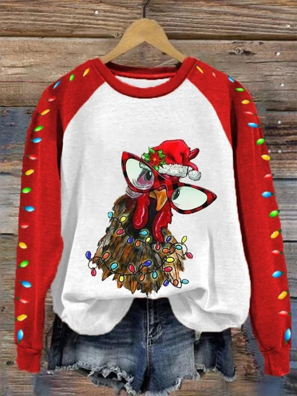 Women's Long Sleeve Scoop Neck Graphic Printed Tops
