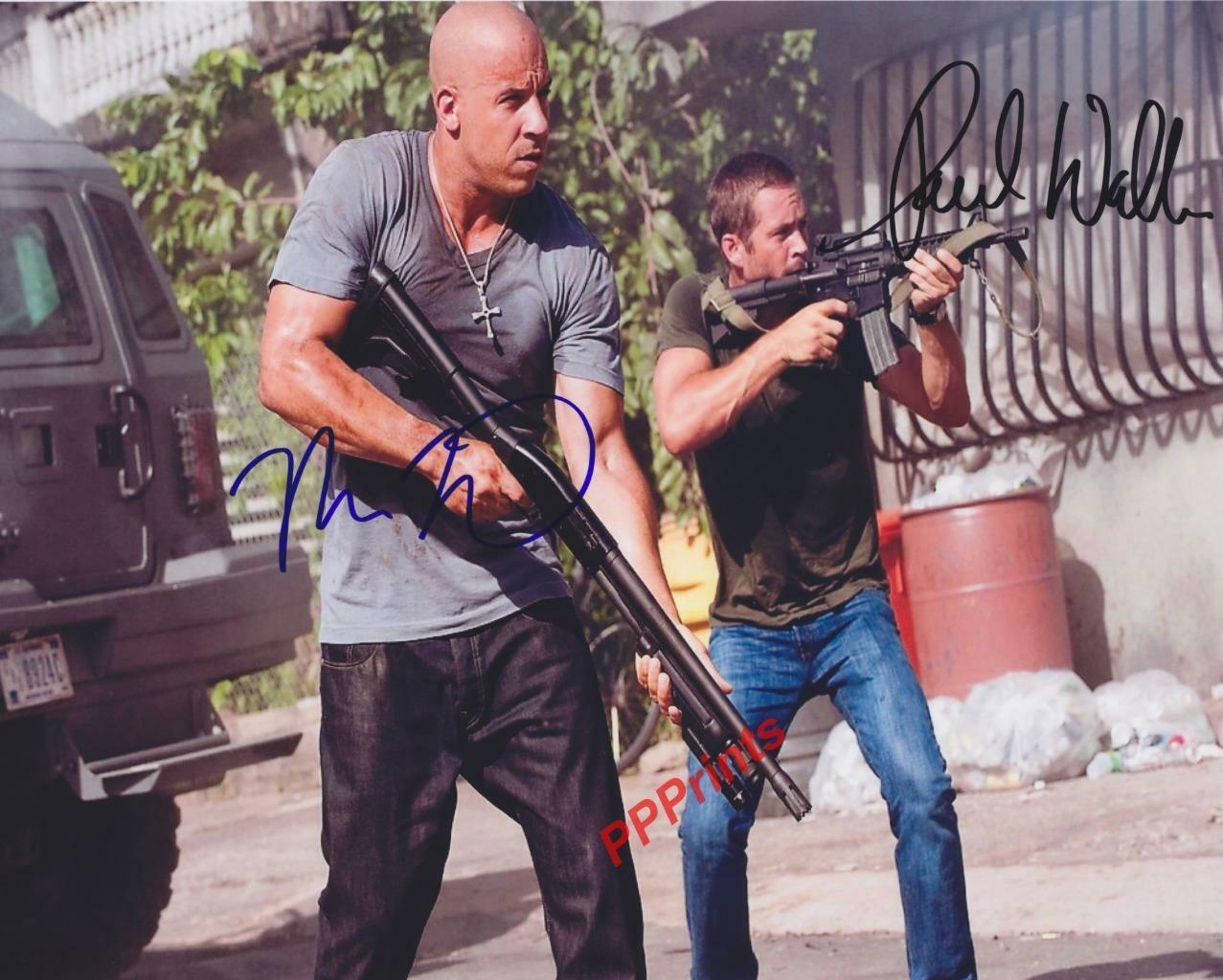 VIN DIESEL PAUL WALKER FAST FURIOUS 5 AUTOGRAPHED 10X8 REPRODUCTION Photo Poster painting PRINT