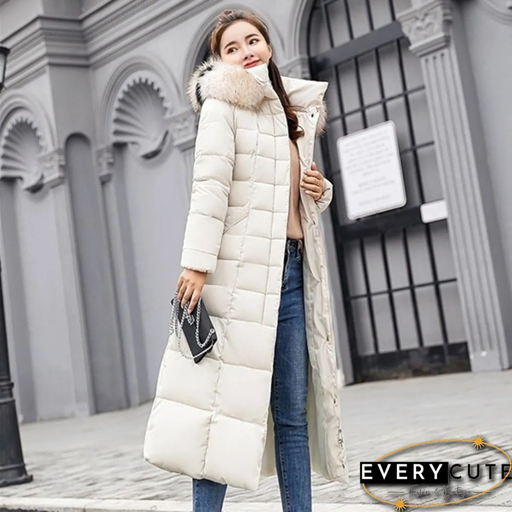 Womens Winter Fashion Coats Parkas Jackets Casual Hooded Down Mid-Length Removable Fur