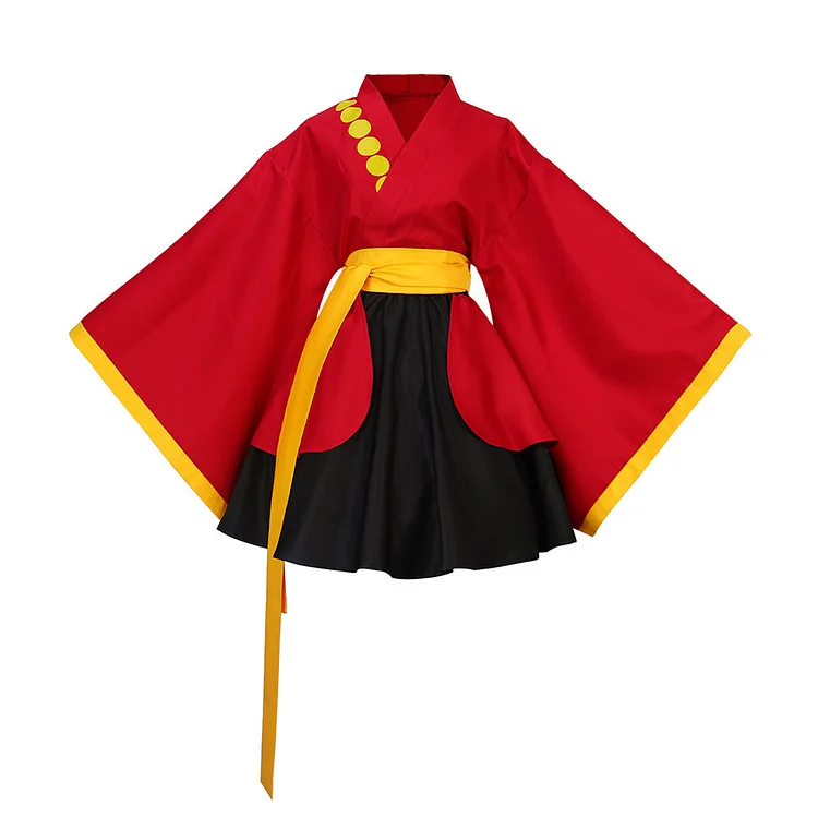One Piece Skeleton Red Kimono Set Outfits Cosplay Costume Halloween Carnival Suit-Coshduk