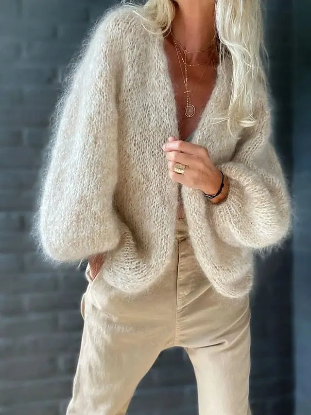 Vintage Plain Open Front Cardigan