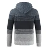 💥2025 New Arrivals!Men's Sweater Striped Contrast Color Knitted Sweater Cardigan Jacket Hoodie Sports Casual Hiking Jacket Zipper Sportswear Autumn And Winter Plus Velvet Thick Warm
