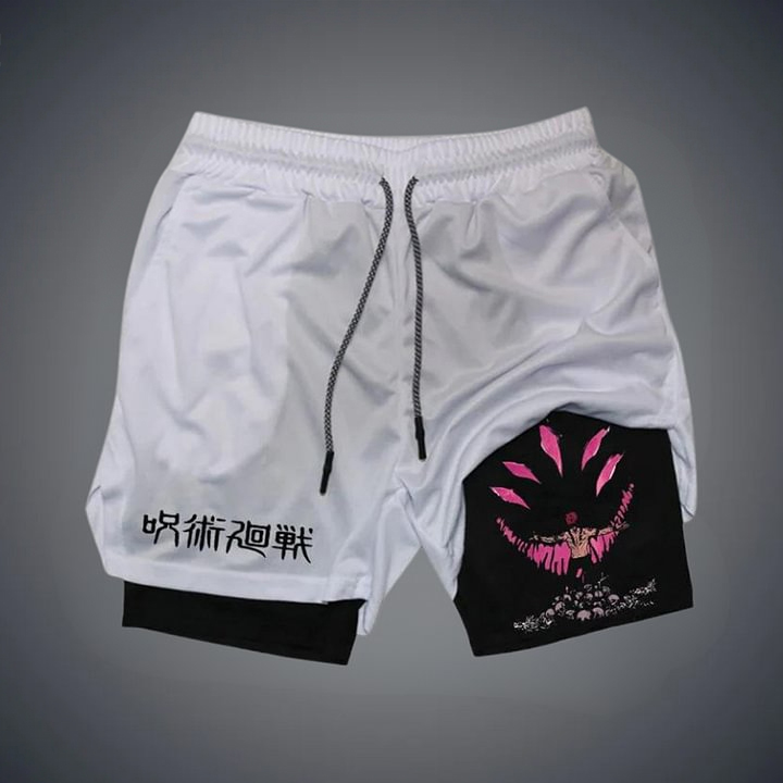 Casual Ryomen Sukuna Anime Print Gym Shorts