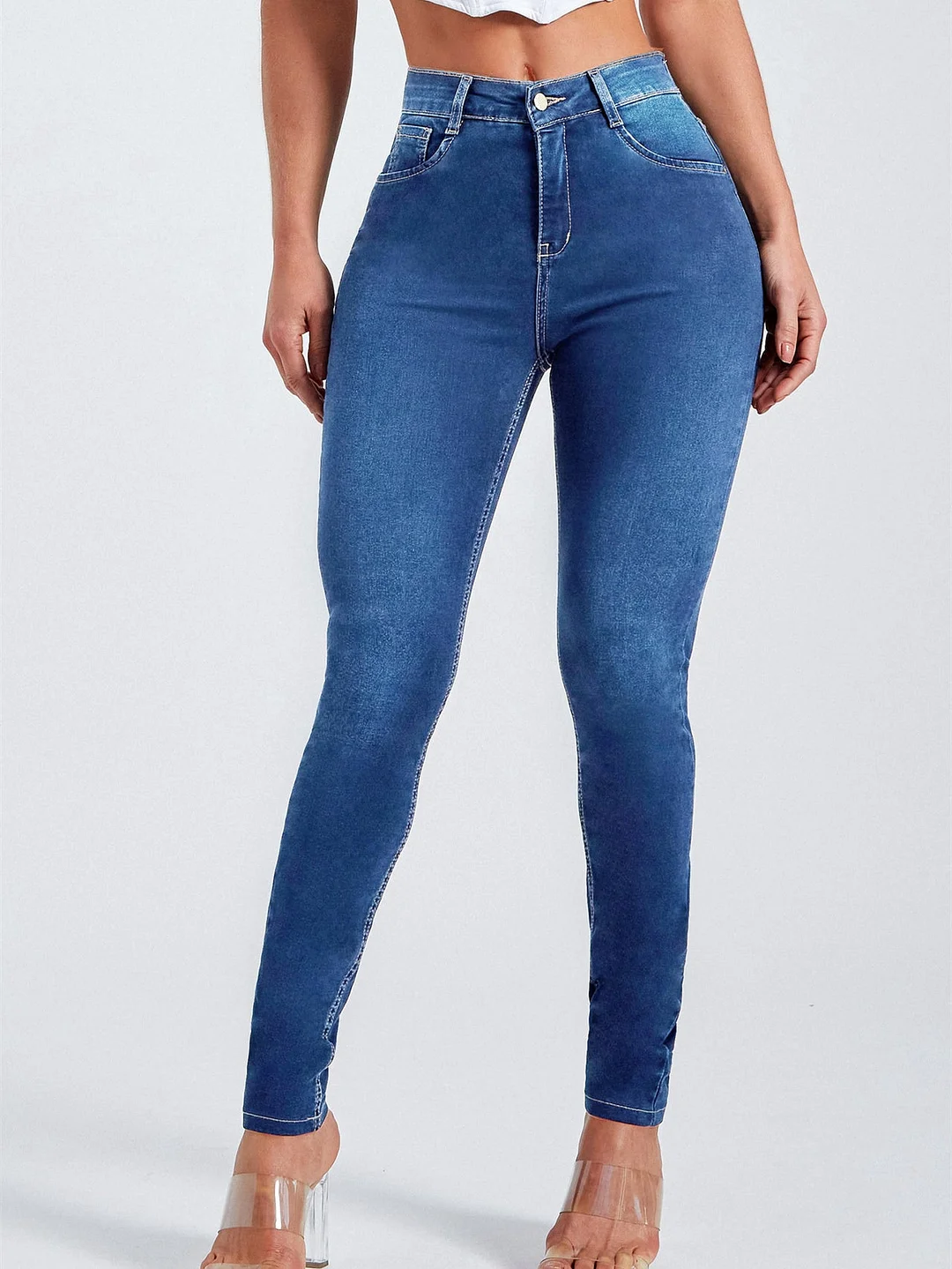 Women's Stretch Skinny Zipper Fly Jeans Pants