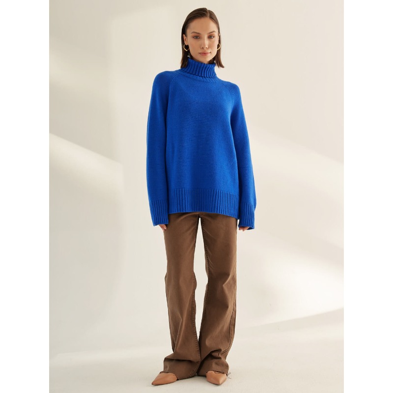 Ootddress Solid Loose Long Sleeve Turtleneck For Women Pullover High Street Slim Elegant Patchwork Sweater Top Oversized Sweater New