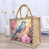 Diamond Painting Flowers and Bird Linen Tote Bag Replaceable Canvas for Women
