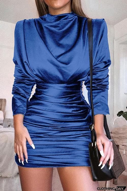 Long Sleeve Ruffled Sheath Mini Dress