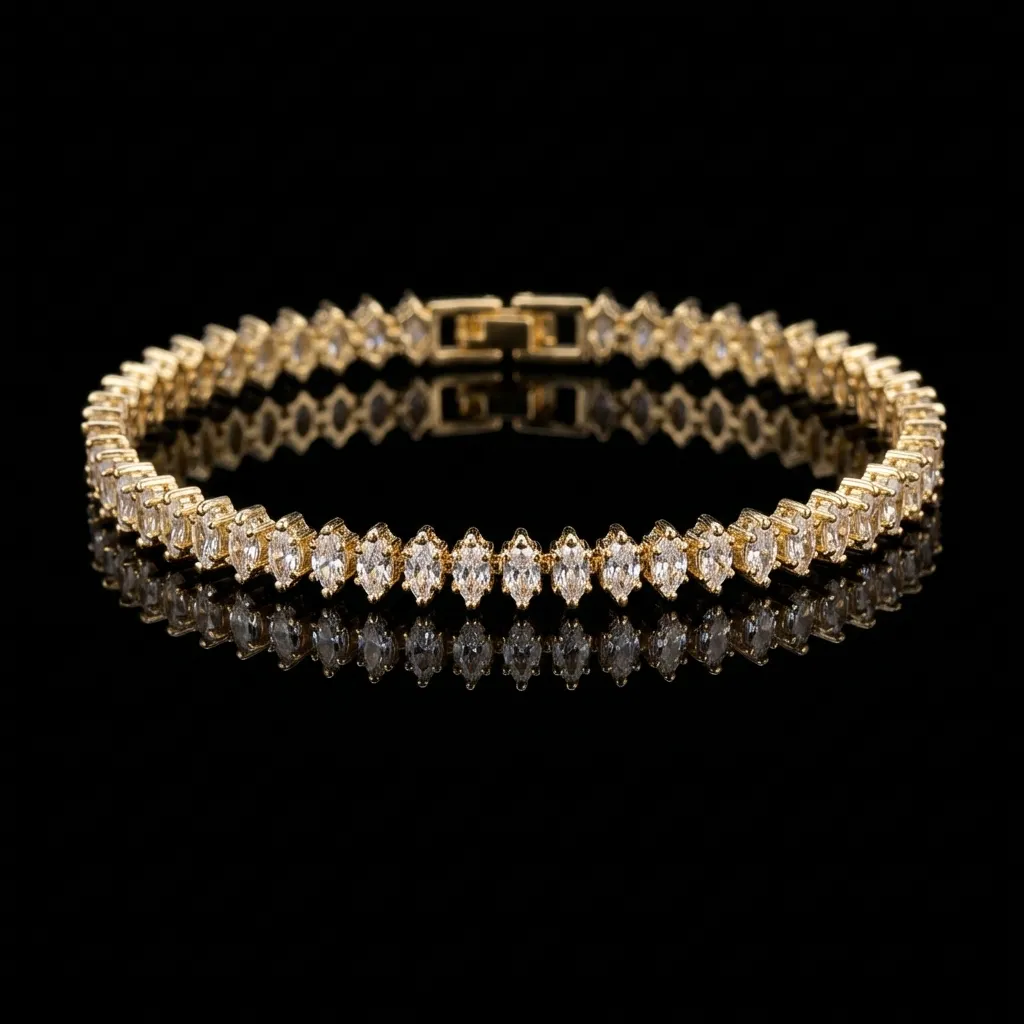 JiStones Lumina Teardrop Zircon Geometric Bracelet Gold color.Water Drop Zircon Buckle Bracelet