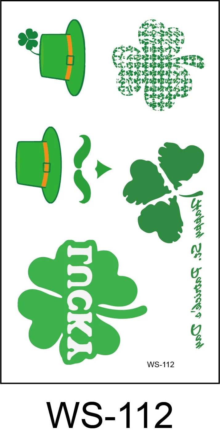 New cross-border waterproof sweat green hat clover face sticker European and American fashion temporary tattoo sticker