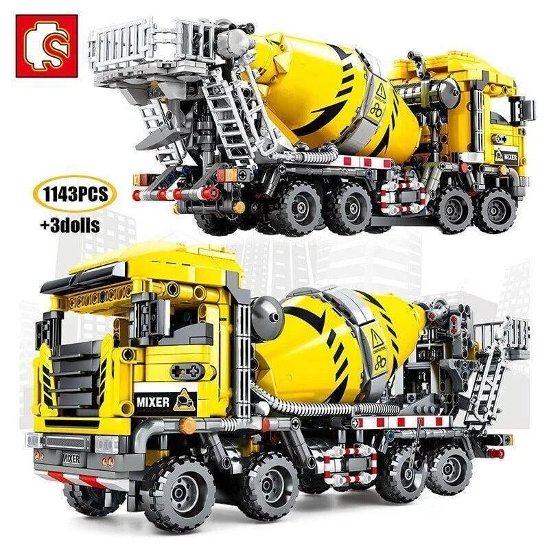 MOC City Cement Mixer Truck Car Bricks Kids Toys