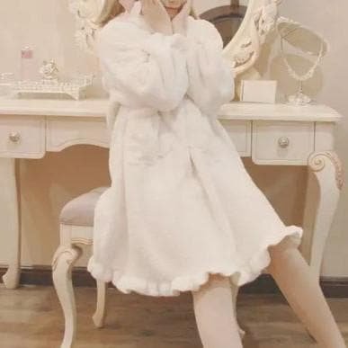 [Reservation] Black/White/Pink Plush Lolita Bathrobe Dress SP1711083