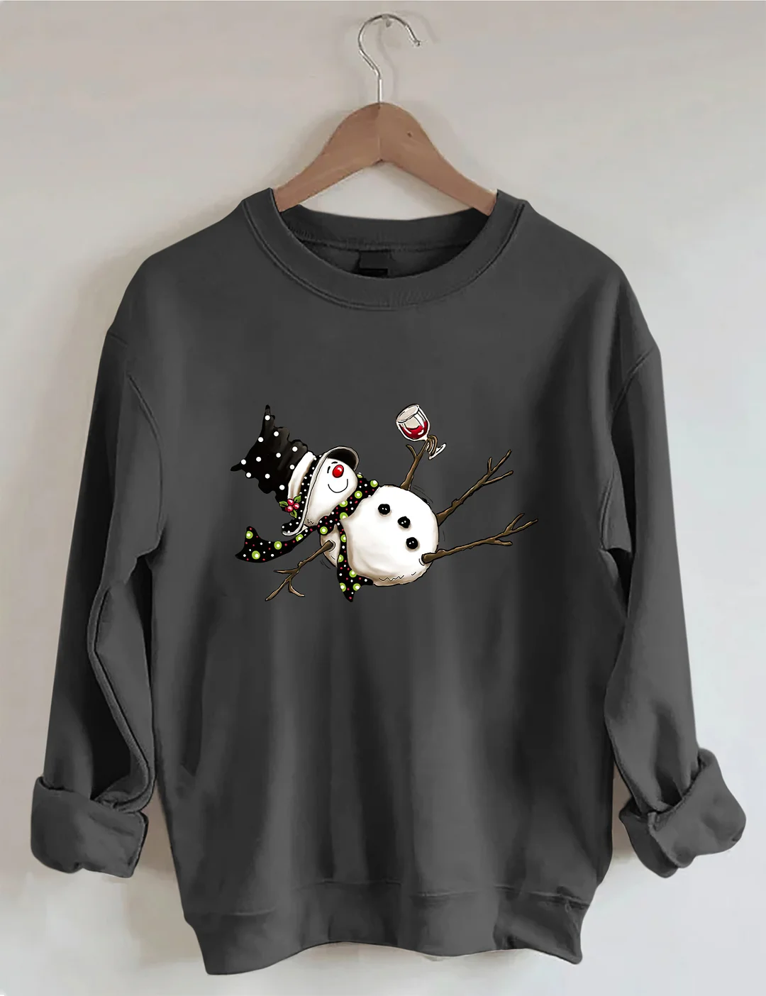 Drunk Snowman Drinking Wine Sweatshirt