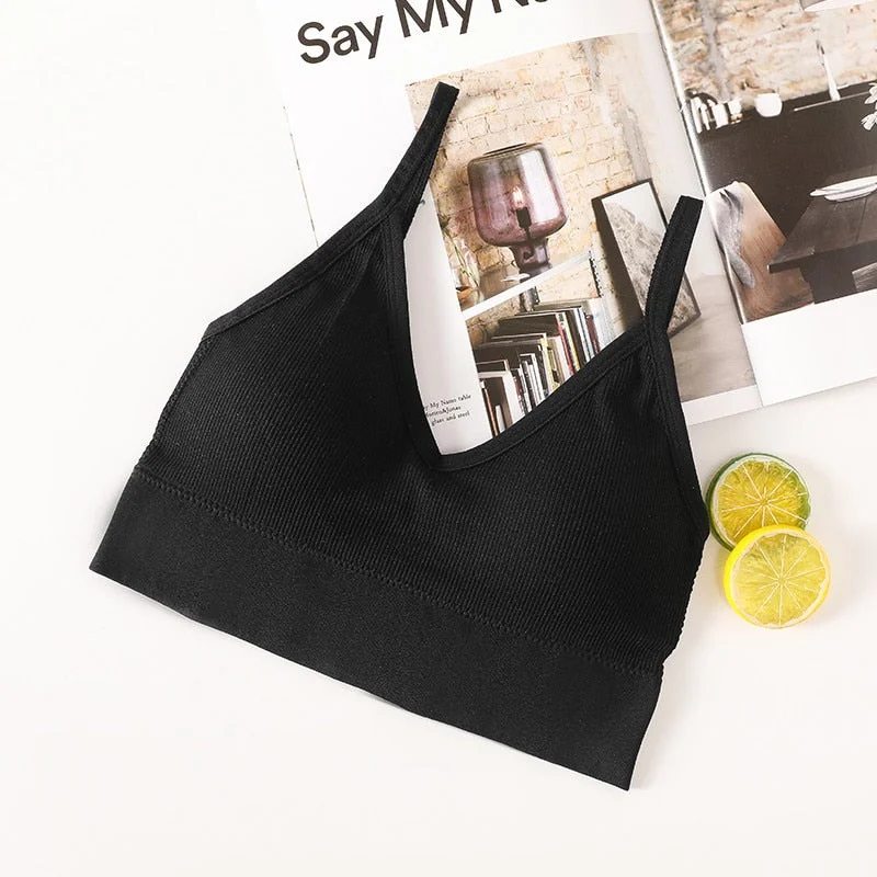 Women Sexy Crop Tops Bra Tube Top Female Streetwear Bandeau Sleeveless Seamless Sports Bra Crop Top Camis Tee Top Basic Tank