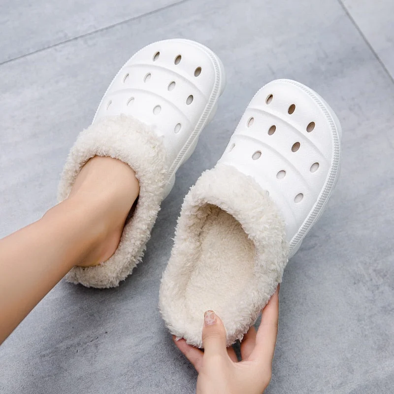 Men Slippers High Quality PU Leather Winter Home Slippers Short Plush Flat Heel male Slipper Warm Indoor Slide Casual Shoes Men