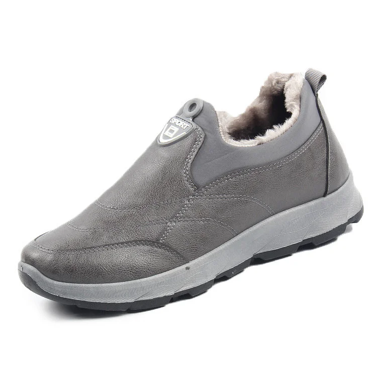 Men's Winter Fleece Waterproof Slip-On Leather Boots shopify Stunahome.com