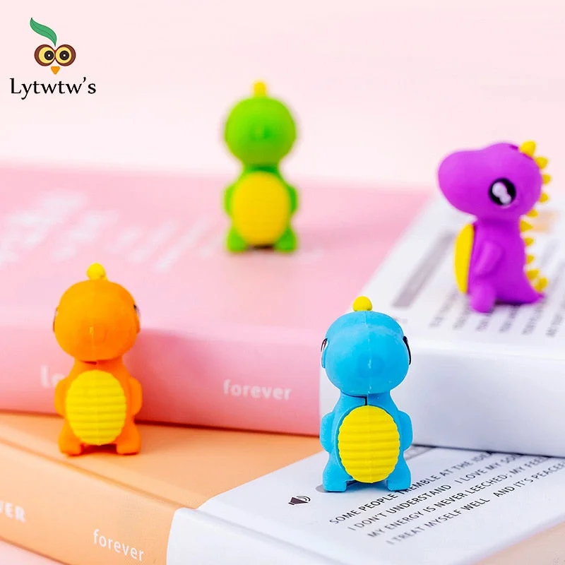 1 Pcs Cute Kawaii Pencil Eraser Cartoon Dinosaur Rubber Kids Novelty School Office Stationery Supply Pretty Lovely Funny Gift