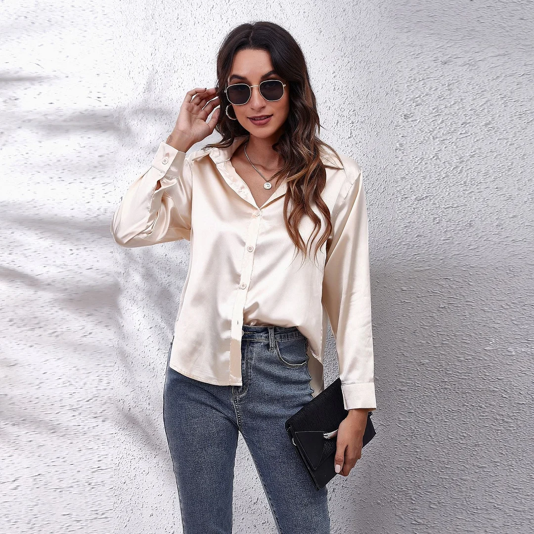 Spring White Blouses Vintage Women Elegant Top 2022 Casual Shirt Oversize Satin Silk Loose Shirts Long Sleeves Clothing 19602