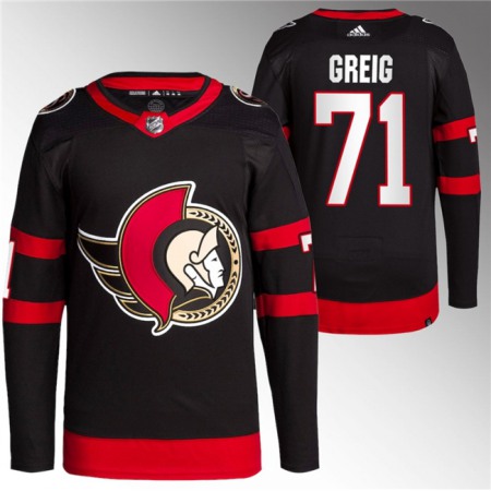Men's Ottawa Senators #71 Ridly Greig Black Premier  Stitched Jersey