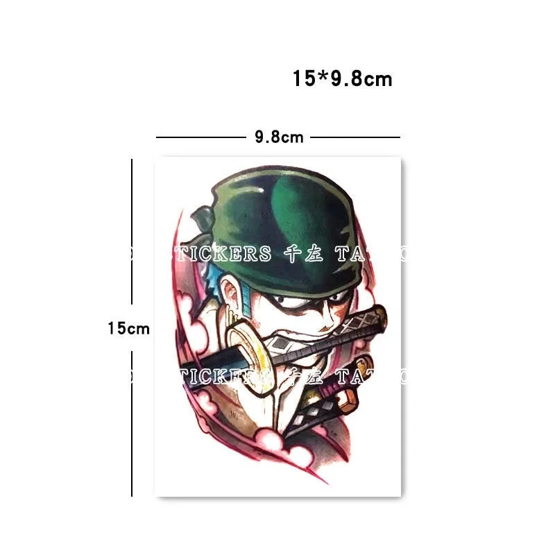 New Ace Luffy White Beard Zoro Temporary Fake Tattoo Stickers Waterproof Men and Women Long-lasting Flower Arm Tattoos