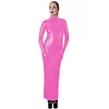 High Quality Sissy Hobble Dress Wetlook PU Leather Bodycon Maxi Dress with Gloves Man Male Sissy Pencil Dress Club Party Dress