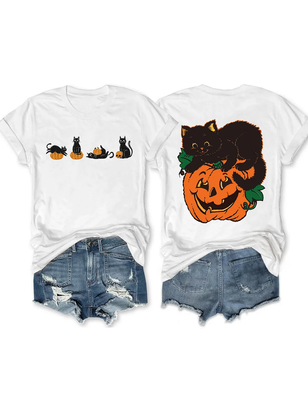 Pumpkin and Black Cats T-shirt