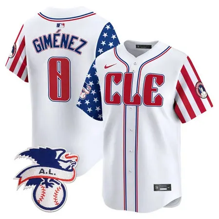 Men's Cleveland Guardians #0 Andres Gimenez White 2024 Fourth Of July Vapor Premier Limited Jersey