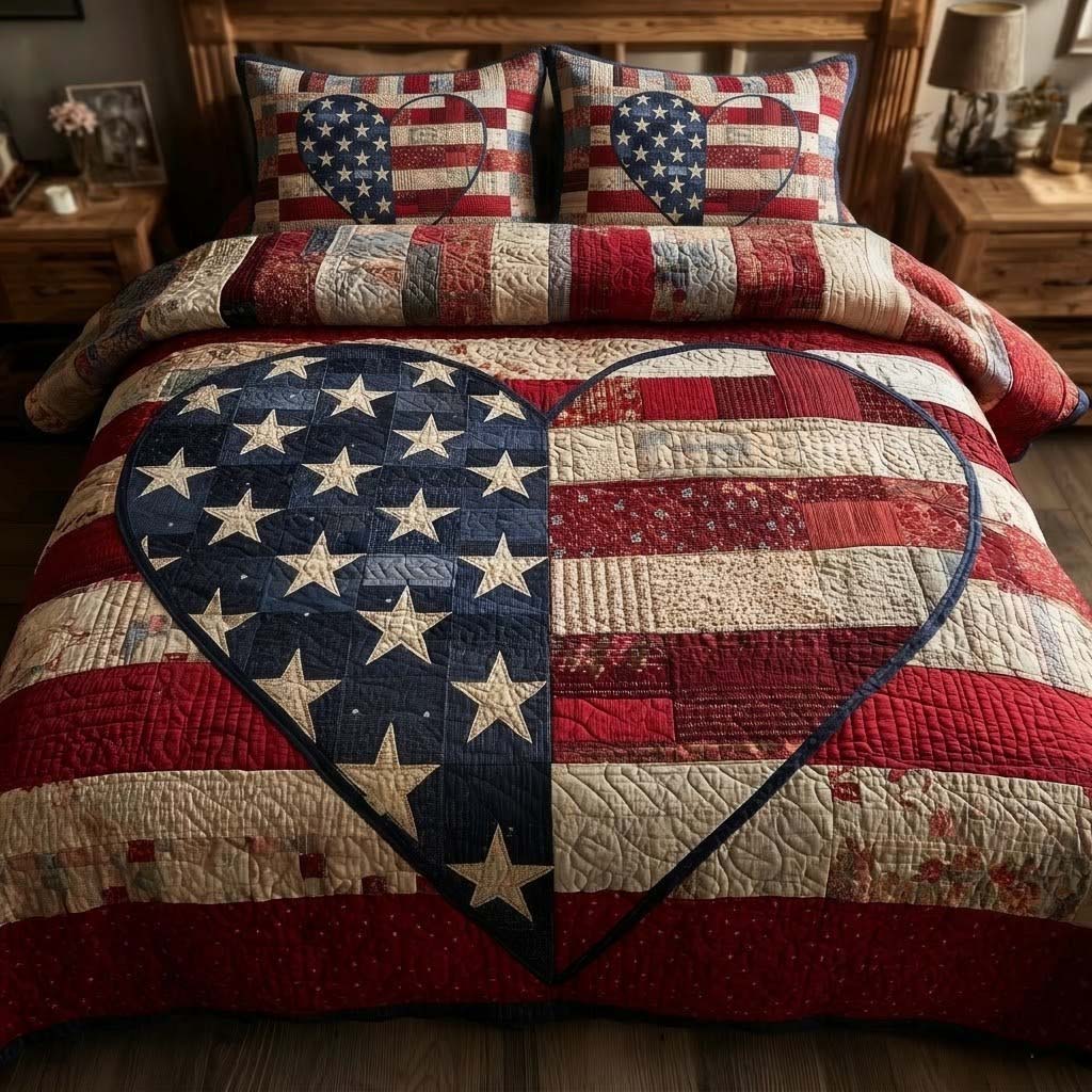 Liberty Heart 3-Piece Quilted Bedding Set GFTOTG3548