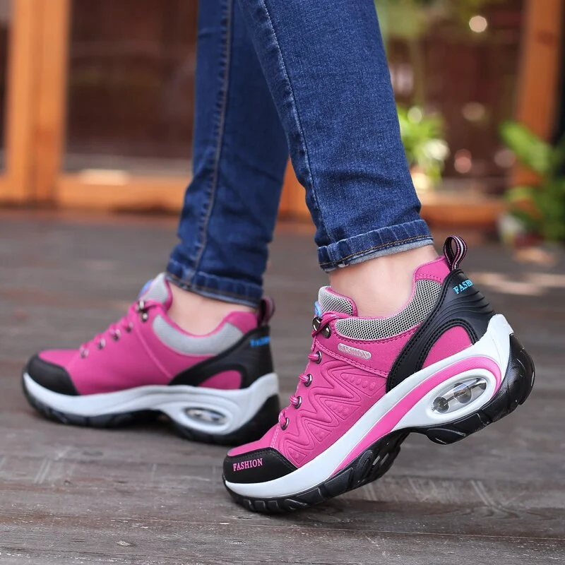 Sneakers for Womens Air Cushion Athletic Running Shoes Walking Breathable Sport Lace Up Hight Platform Casual Shoes Size 35-42