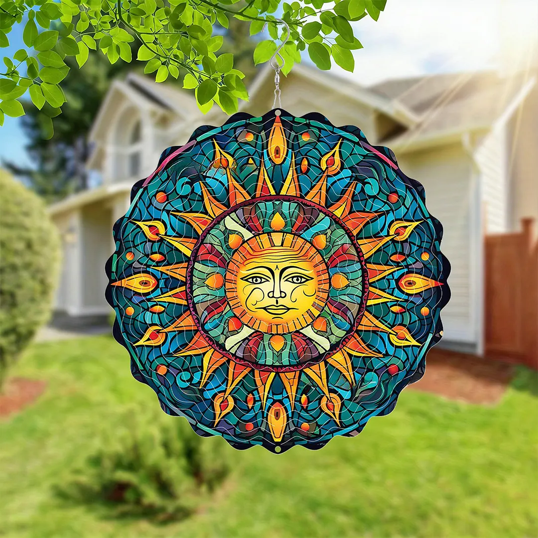 Mandalas Hanging Wind Spinner 360 Degree Rotating 3D Garden Wind Spinners 10-Inch Hanging Wind Catcher Art Gift for Home Garden Halloween Christmas (06)