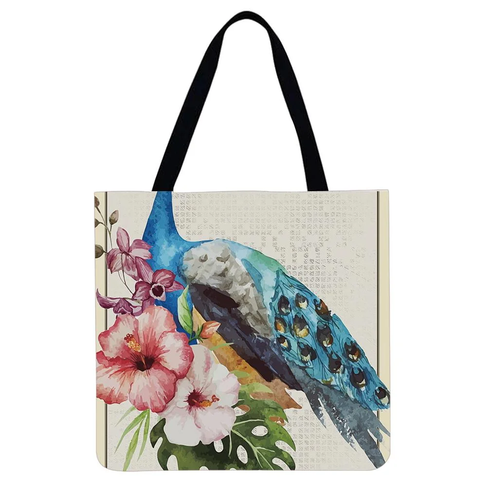 Linen Tote Bag -  Peacock