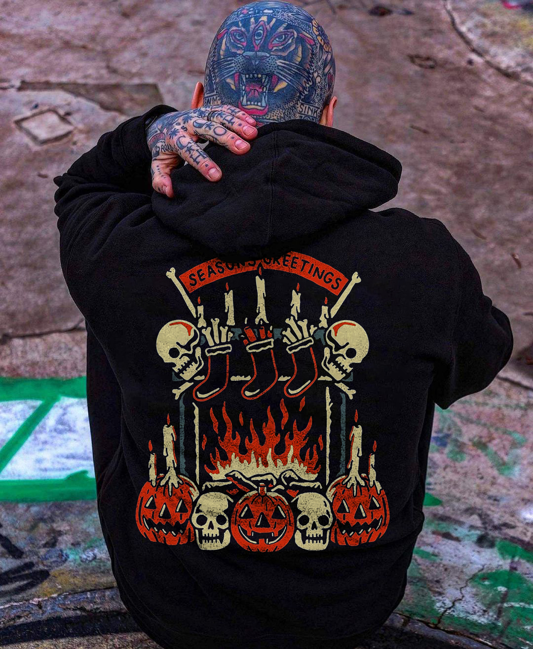 Season's Greetings Printed Men's Casual Hoodie