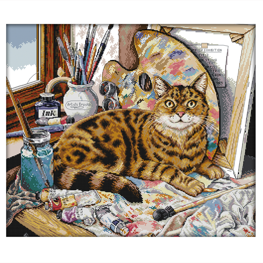 

BlackDot Cat - 14CT Stamped Cross Stitch - 54*48CM, 501 Original