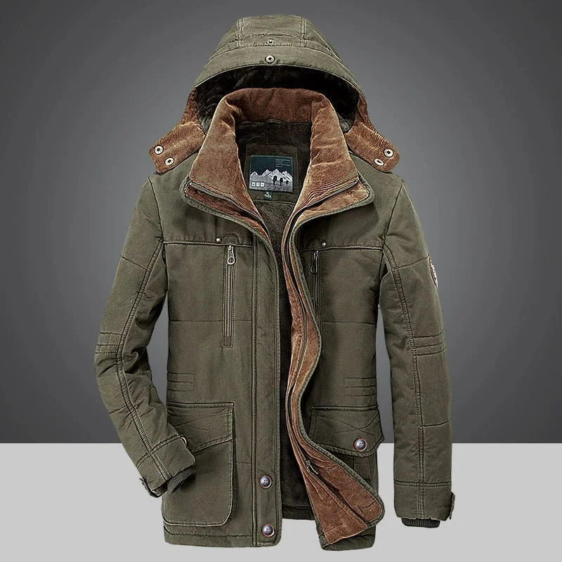 Inongge Windproof Fleece Jacket Men Warm Thick Windbreaker Military Coats Winter Hooded Parkas Outerwear Overcoat High Quality Clothing